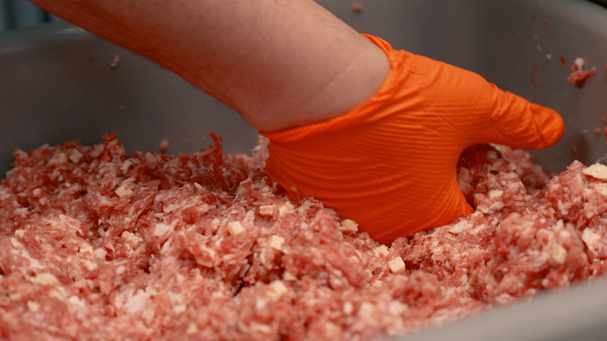 Meat Mixing for Snack Sticks mixing meat for snack sticks