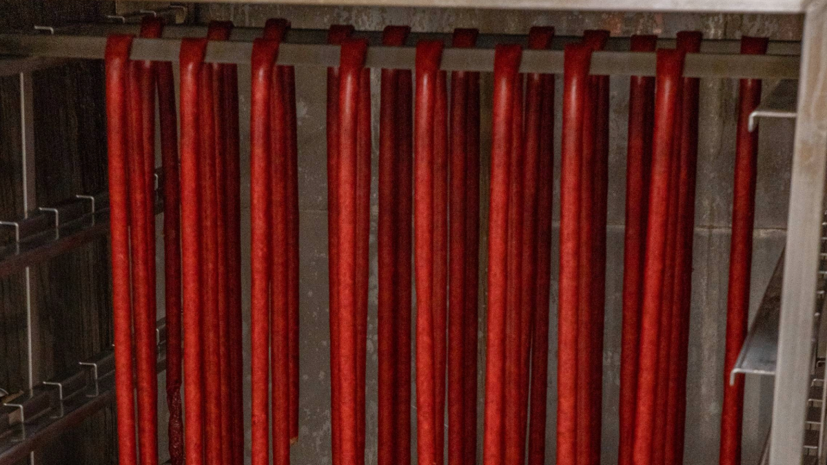Snack Sticks In Smoker snack sticks hanging in smoker